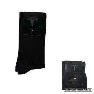 Tesla Motors Black Crew Socks Grey Logo Cotton Blend NEW With Tags One Size